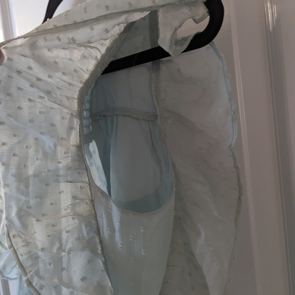LOFT Light Green Ruffle Blouse - Picture 3 of 6